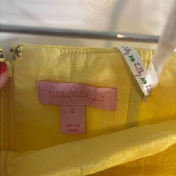 Lilly Pulitzer VINTAGE butter Yellow mini strapless Dress size 2 EUC - Picture 3 of 5